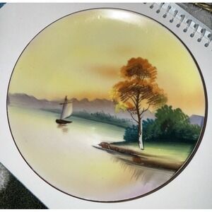 Noritake Hand Painted Made In Japan Plate Brass Bamboo Style Easel Stand‎